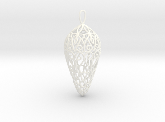 Small Lace Teardrop Ornament in White Processed Versatile Plastic