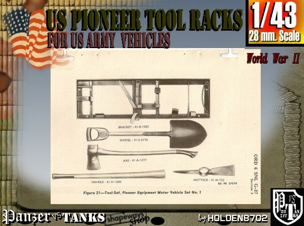 1-43 US Pioneer Tool Rack in Tan Fine Detail Plastic