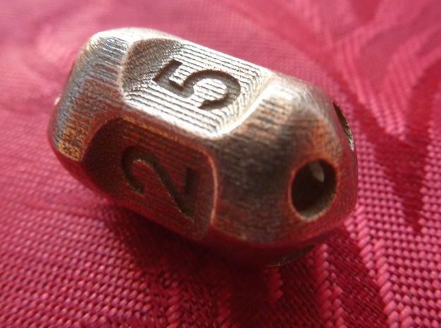 Five sided 'pepperpot' dice in Polished Bronzed Silver Steel
