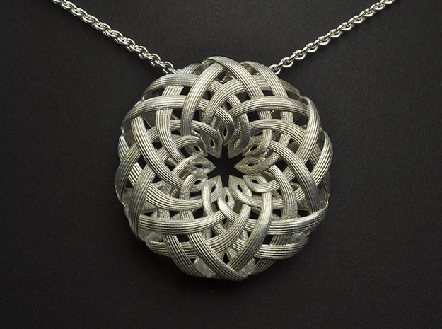 the Lotus Pendant  in Polished Silver