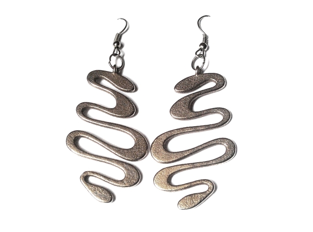 SNAKE earrings in Polished Bronzed Silver Steel