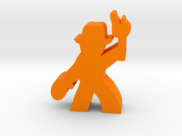 Game Piece, Hat Guy Adventurer, with rope, torch in Orange Processed Versatile Plastic