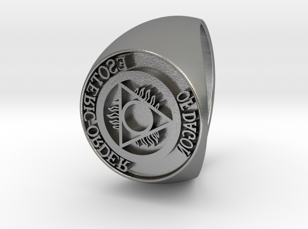 Esoteric Order Of Dagon Signet Ring Size 12.5 in Natural Silver