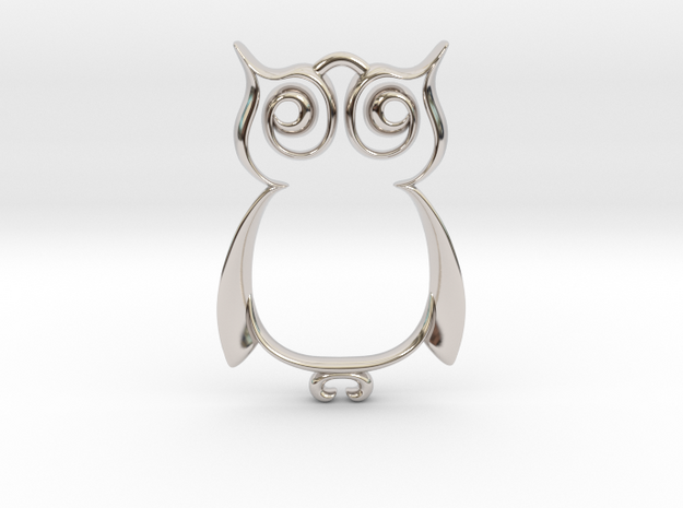 The Owl Pendant in Rhodium Plated Brass