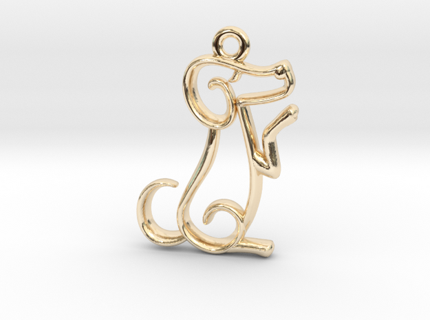 Tiny Dog Charm in 14k Gold Plated Brass