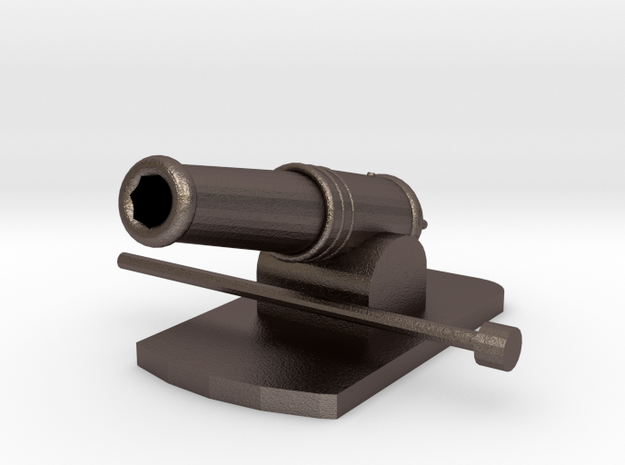Miniature Metal Functional Cannon in Polished Bronzed Silver Steel