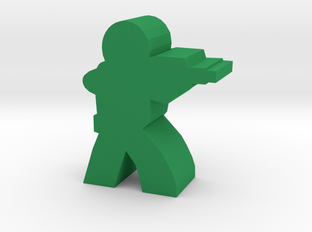 Soldier Meeple, with Rifle in Green Processed Versatile Plastic