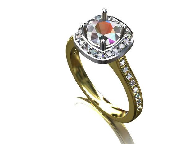 Diamond Halo Engagement Ring in Tan Fine Detail Plastic