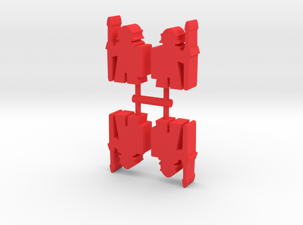 Roman Soldier Meeple, 4-set in Red Processed Versatile Plastic