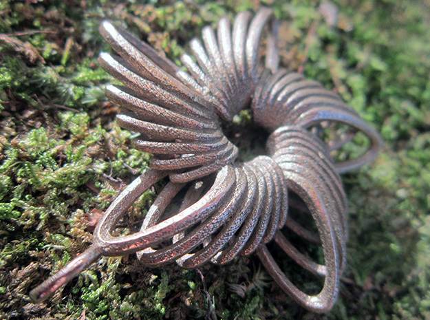 5 Point Nautilus Rings - 4cm in Polished Bronzed Silver Steel