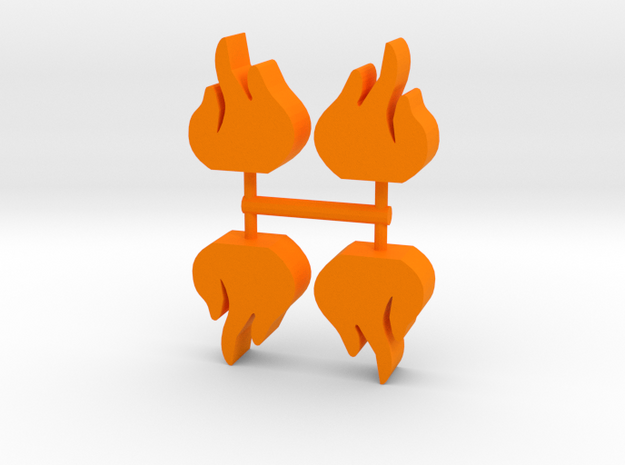 Flame Meeple, 4-set in Orange Processed Versatile Plastic