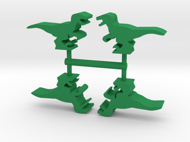 Game Piece, Velociraptor 4-set in Green Processed Versatile Plastic