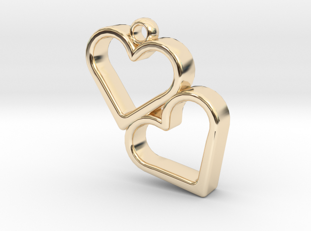 Double Heart in 14K Yellow Gold