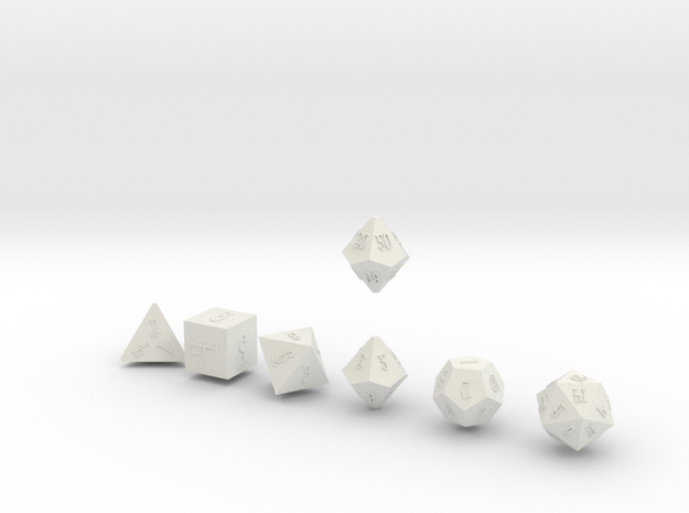 ELDRITCH SHARP Outies dice in White Natural Versatile Plastic