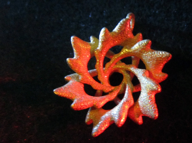 6 Flame Petals - 2.5cm - wLoopet in Polished Gold Steel
