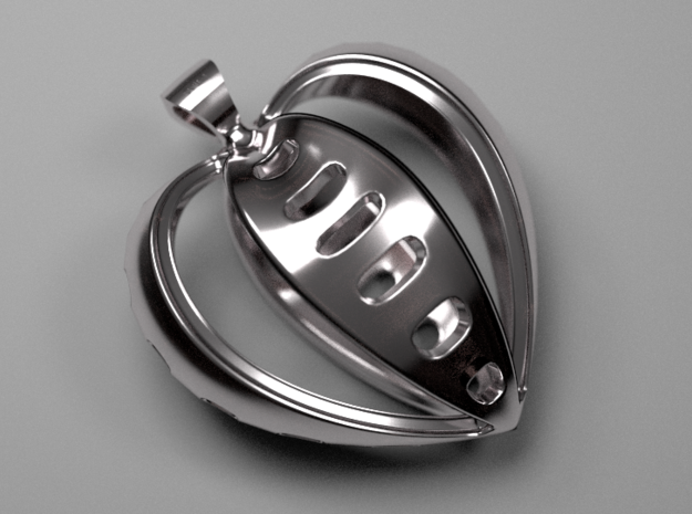 Heart pendant v.2 in Polished Silver