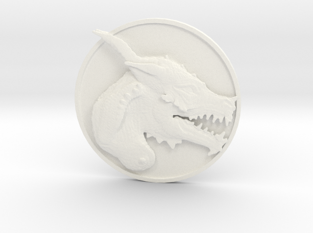 Dragon Medallion  in White Processed Versatile Plastic