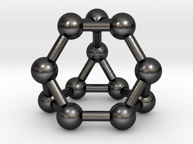 0372 Truncated Tetrahedron V&E (a=1cm) #003 in Polished and Bronzed Black Steel