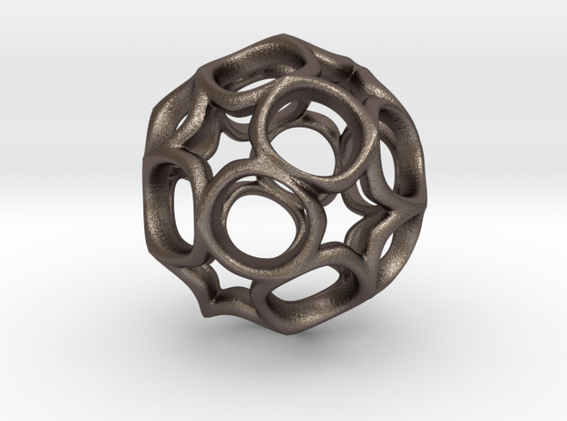 Truncated icosahedron 3CM in Polished Bronzed Silver Steel