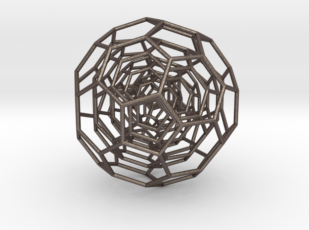 0381 4-Grid Truncated Icosahedron #All (11.2 cm) in Polished Bronzed Silver Steel
