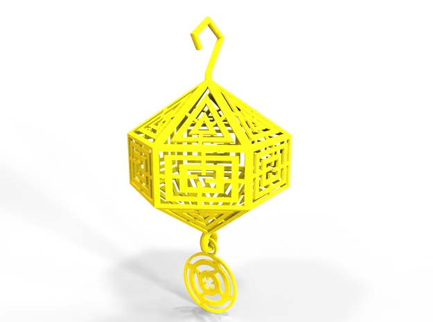 zen Christmas (size 60 mm diam for the ball ) in Yellow Processed Versatile Plastic