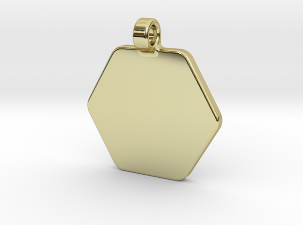 Your embossed pendant, hexagonal, 25mm. in 18k Gold Plated Brass