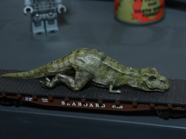 Jurassic Park RR: T. Rex (sedated) in N Scale 1:16 in Tan Fine Detail Plastic