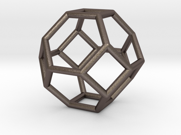 0268 Truncated Octahedron E (a=1сm) #001 in Polished Bronzed Silver Steel