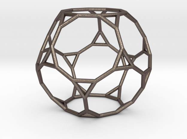 0270 Truncated Dodecahedron E (a=1cm) #001 in Polished Bronzed Silver Steel