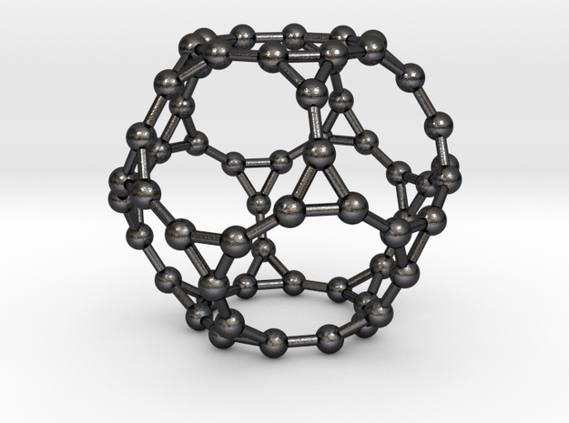 0384 Truncated Dodecahedron V&E (a=1сm) #003 in Polished and Bronzed Black Steel