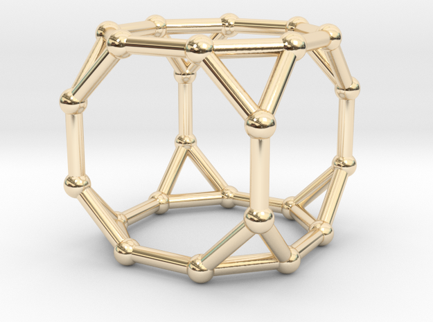 0375 Truncated Cube V&E (a=1cm) #002 in 14K Yellow Gold