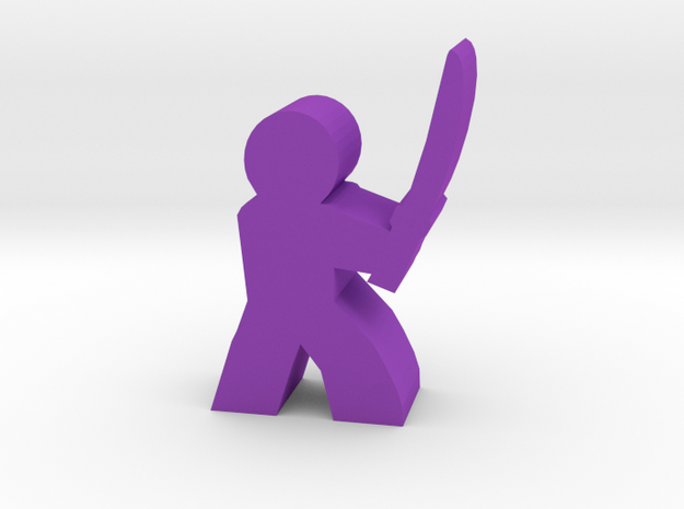 Game Piece, Character with Sword in Purple Processed Versatile Plastic