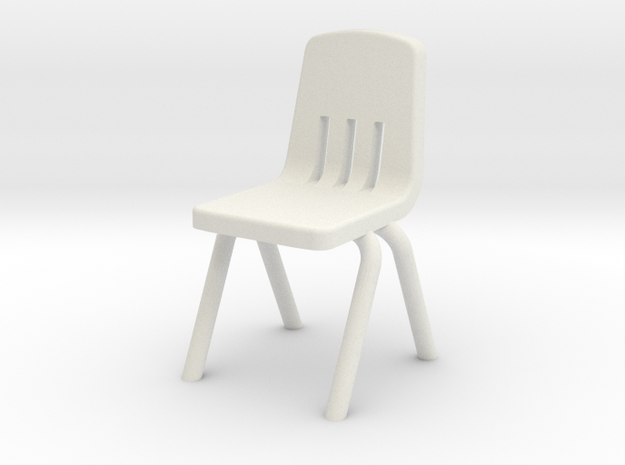 1:48 Plastic School Chair in White Natural Versatile Plastic