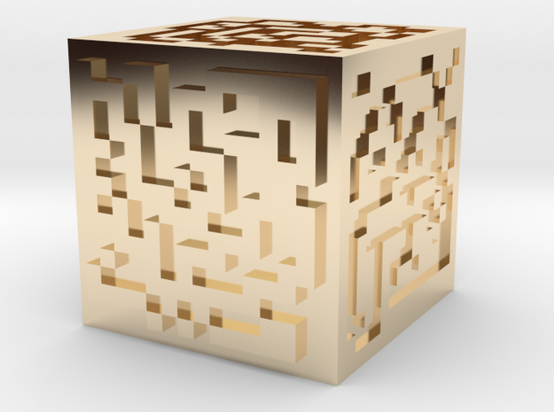 Maze cube in 14K Yellow Gold