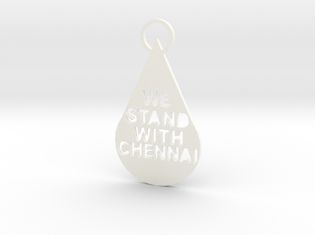 "We Stand With Chennai" Keychain in White Processed Versatile Plastic