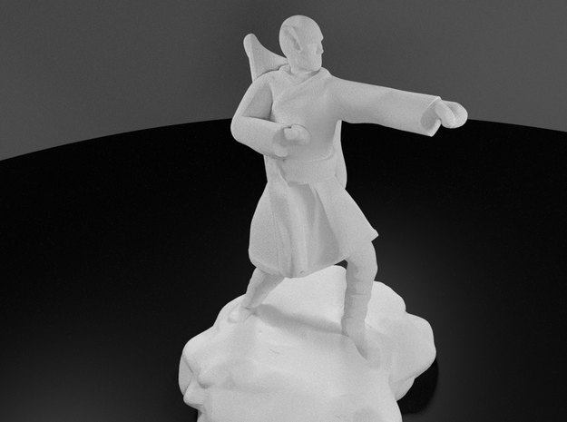 Elf Monk With Bow On Back in White Processed Versatile Plastic