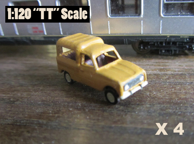 Renault 4 L van 1:120 scale (Lot of 4 cars) in Smooth Fine Detail Plastic