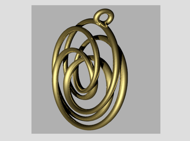 Pendant toroid camelia  in 14k Gold Plated Brass