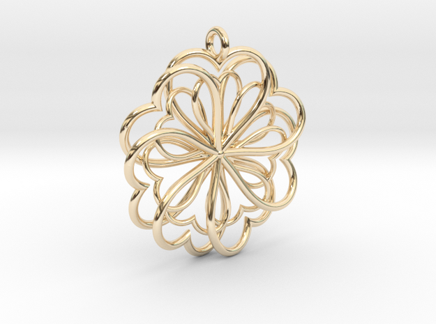 Hearts Flower in 14k Gold Plated Brass
