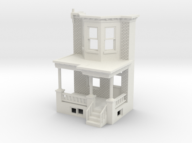 O scale WEST PHILLY ROW HOME FRONT END CUT  in White Natural Versatile Plastic