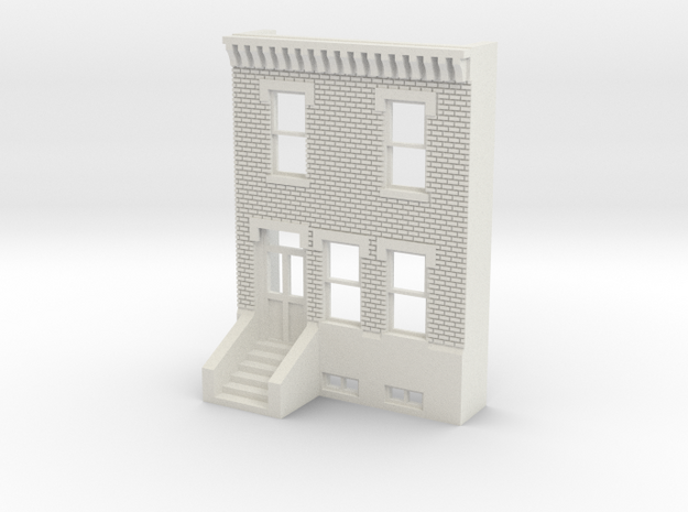 O SCALE ROW HOUSE FRONT BRICK 2S  in White Natural Versatile Plastic