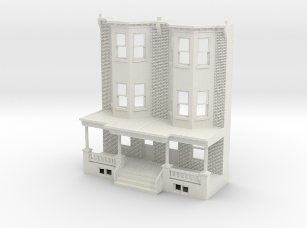 O scale WEST PHILLY 3S ROW HOME  Brick TWIN in White Natural Versatile Plastic
