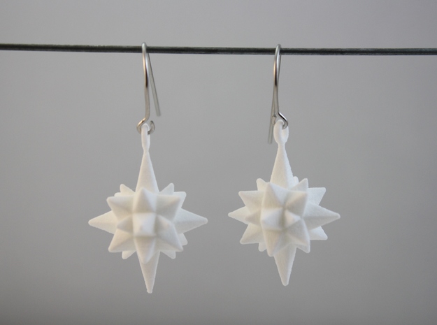 Moravian Star Earrings in White Processed Versatile Plastic