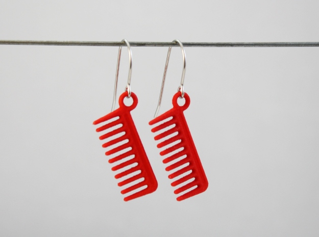 Comb Earrings in Red Processed Versatile Plastic
