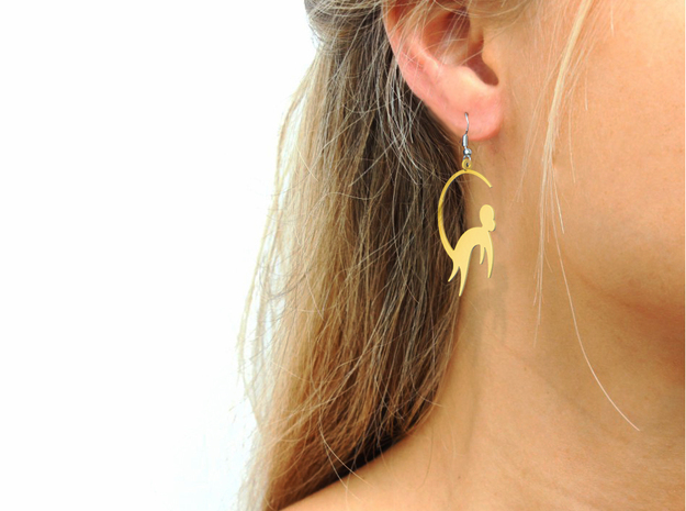Cute Monkey Earrings in 14k Gold Plated Brass