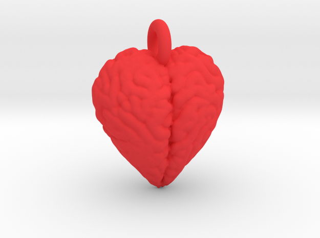Brain Heart pendant / earring in Red Processed Versatile Plastic