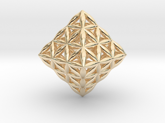 Flower Of Life Octahedron in 14K Yellow Gold