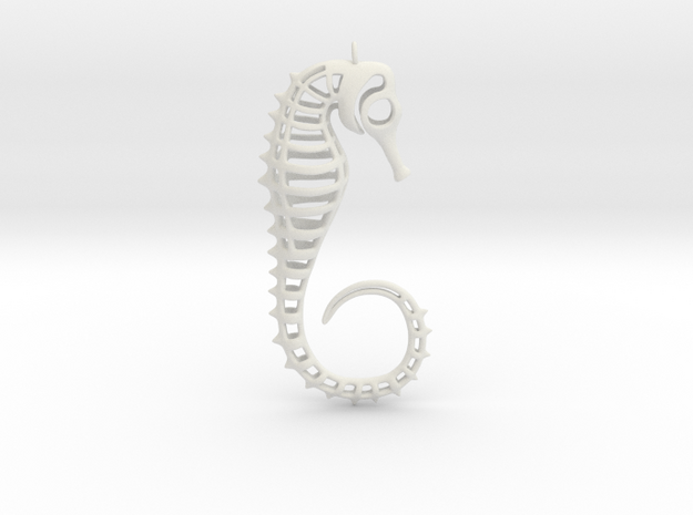 Seahorse Ornament in White Natural Versatile Plastic