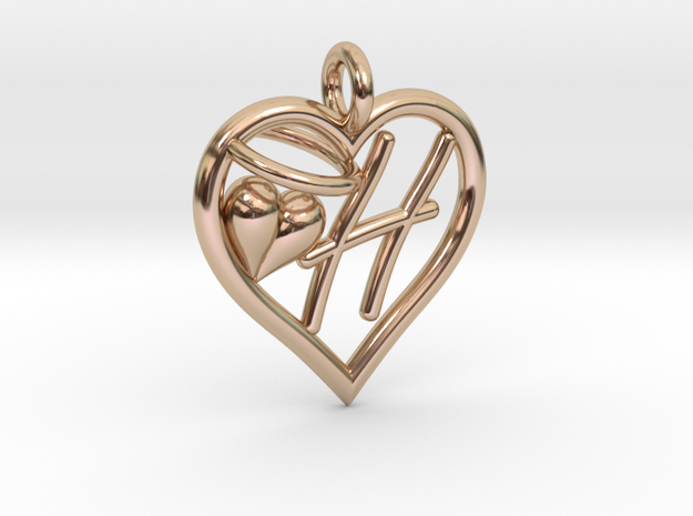 HEART H in 14k Rose Gold Plated Brass