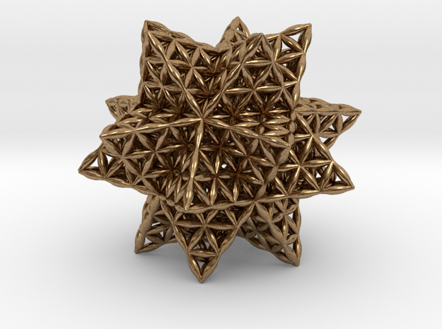 Flower Of Life Stellated Icosahedron in Natural Brass